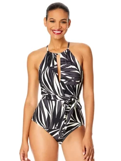 Anne Cole Hi-Neck Plunge One Piece Swimsuit