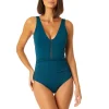 Anne Cole Plunge Mesh One Piece Swimsuit