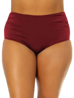 Anne Cole Shirred Hi-Low Plus Swim Bottom