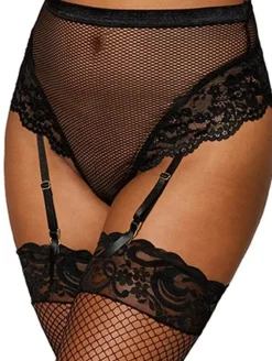 Dreamgirl High Waist Mesh Garter Thong