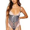 Dreamgirl Satin Mesh and Lace Bodysuit