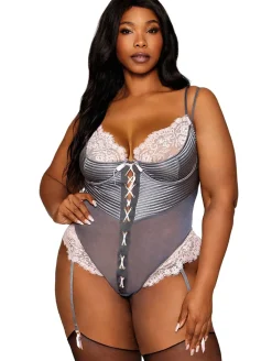 Dreamgirl Satin Mesh and Lace Bodysuit
