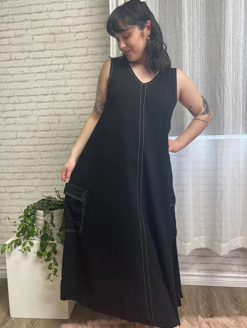 Tribal Sleeveless Cargo Dress